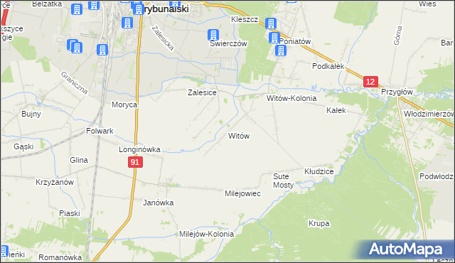 mapa Witów gmina Sulejów, Witów gmina Sulejów na mapie Targeo