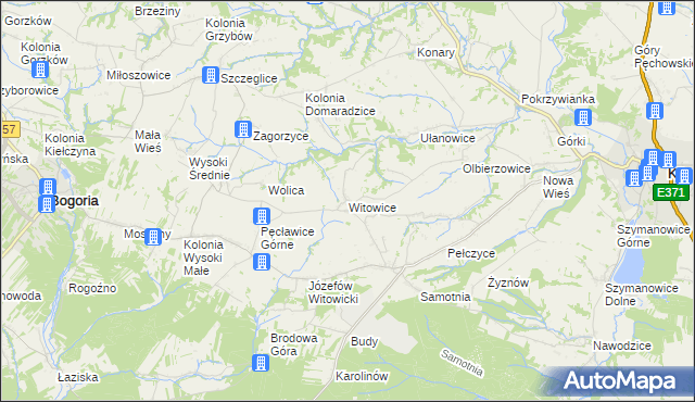 mapa Witowice gmina Bogoria, Witowice gmina Bogoria na mapie Targeo
