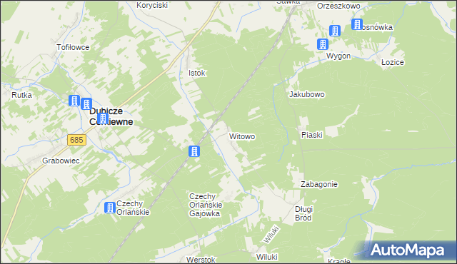 mapa Witowo gmina Dubicze Cerkiewne, Witowo gmina Dubicze Cerkiewne na mapie Targeo