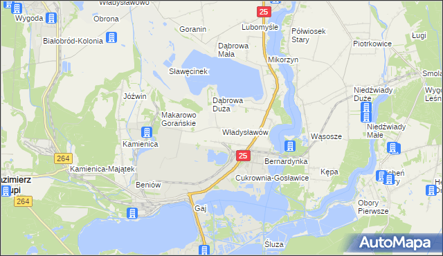 mapa Władysławów gmina Ślesin, Władysławów gmina Ślesin na mapie Targeo