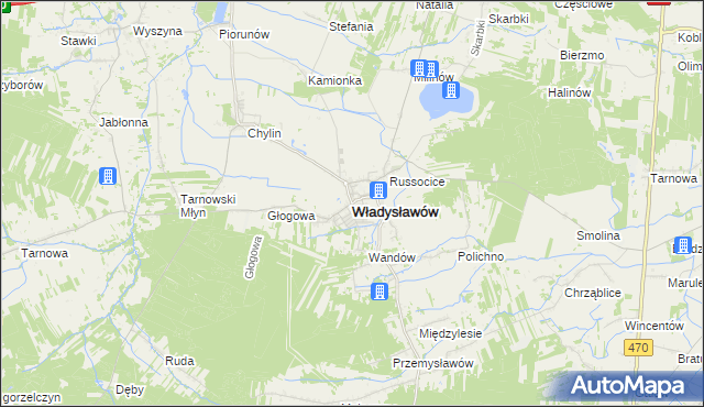 mapa Władysławów powiat turecki, Władysławów powiat turecki na mapie Targeo