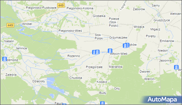 mapa Włocin-Kolonia, Włocin-Kolonia na mapie Targeo