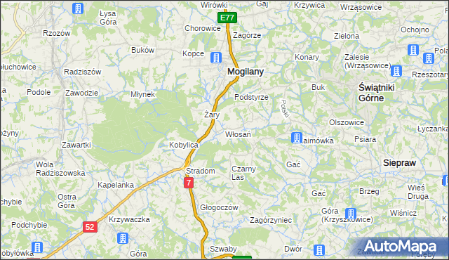 mapa Włosań, Włosań na mapie Targeo