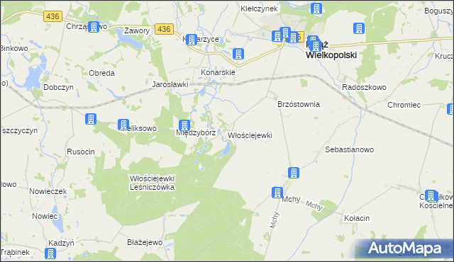 mapa Włościejewki, Włościejewki na mapie Targeo