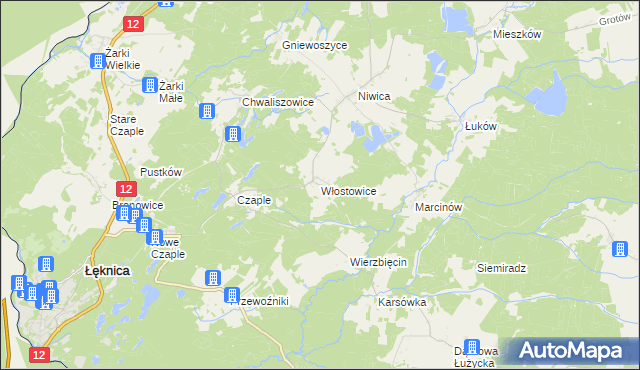 mapa Włostowice gmina Trzebiel, Włostowice gmina Trzebiel na mapie Targeo
