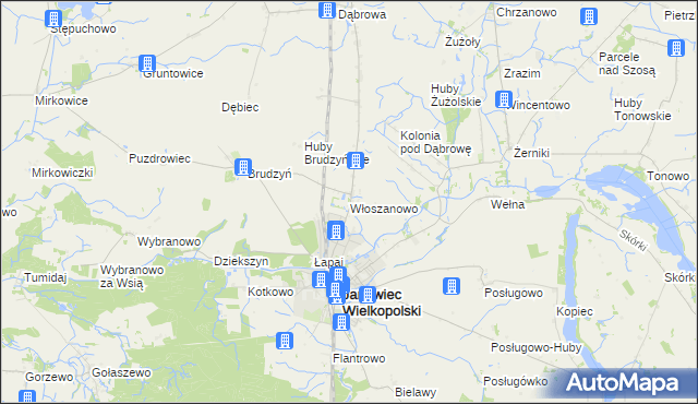 mapa Włoszanowo, Włoszanowo na mapie Targeo