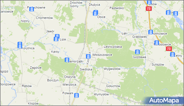 mapa Włoszczowice, Włoszczowice na mapie Targeo