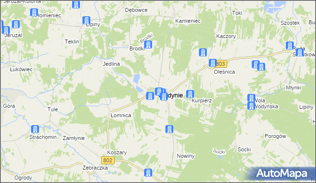 mapa Wodynie, Wodynie na mapie Targeo