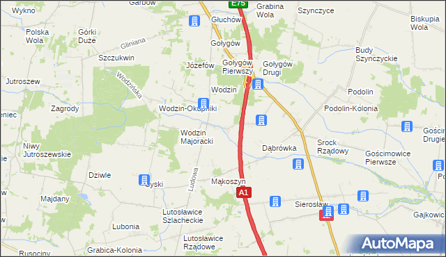 mapa Wodzinek gmina Tuszyn, Wodzinek gmina Tuszyn na mapie Targeo