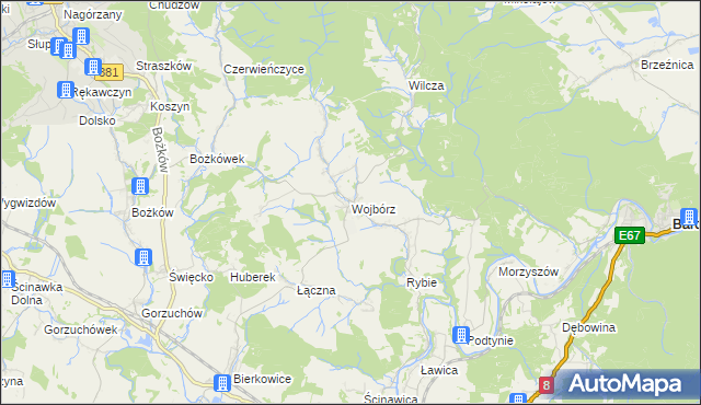 mapa Wojbórz, Wojbórz na mapie Targeo