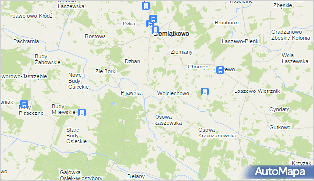 mapa Wojciechowo gmina Siemiątkowo, Wojciechowo gmina Siemiątkowo na mapie Targeo