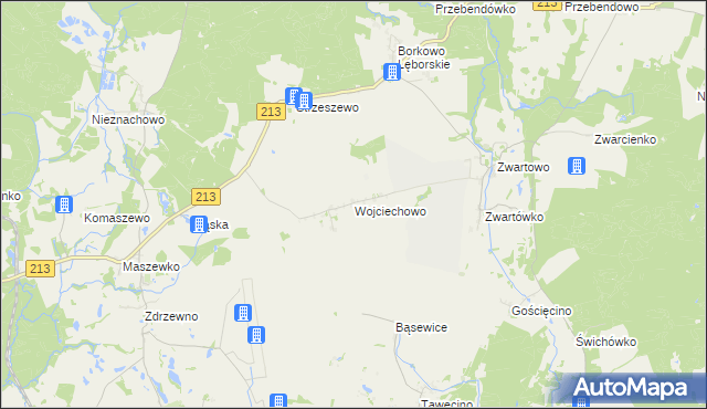 mapa Wojciechowo gmina Wicko, Wojciechowo gmina Wicko na mapie Targeo