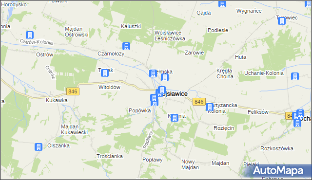 mapa Wojsławice powiat chełmski, Wojsławice powiat chełmski na mapie Targeo