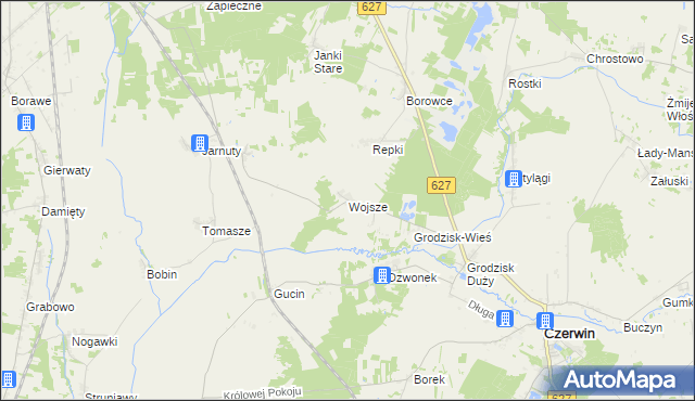 mapa Wojsze, Wojsze na mapie Targeo