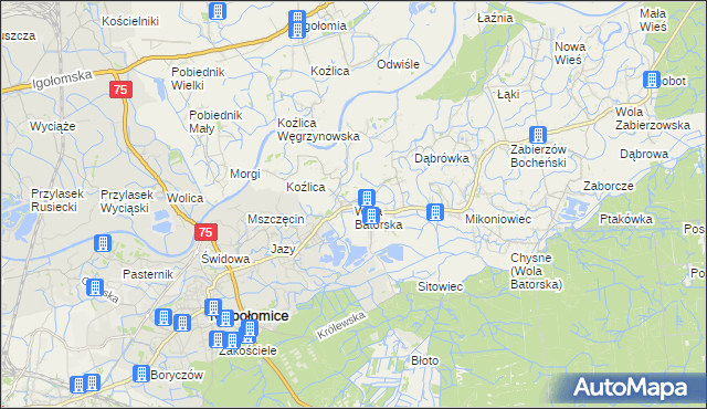 mapa Wola Batorska, Wola Batorska na mapie Targeo