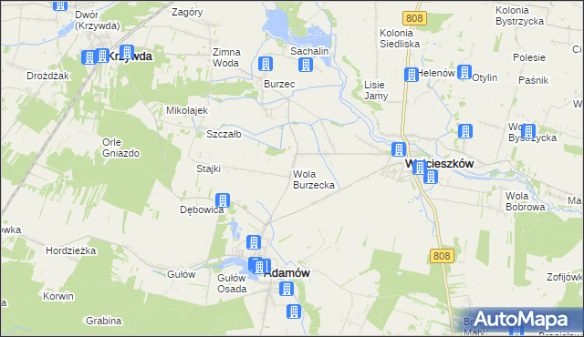 mapa Wola Burzecka, Wola Burzecka na mapie Targeo