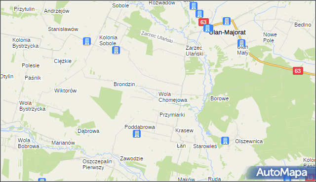 mapa Wola Chomejowa, Wola Chomejowa na mapie Targeo