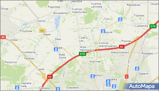 mapa Wola Hankowska, Wola Hankowska na mapie Targeo