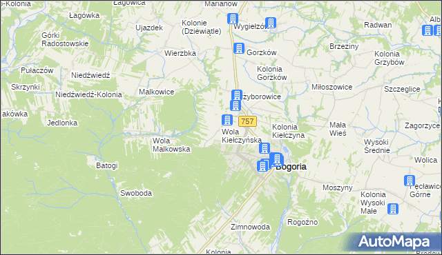 mapa Wola Kiełczyńska, Wola Kiełczyńska na mapie Targeo