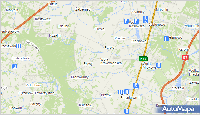 mapa Wola Krakowiańska, Wola Krakowiańska na mapie Targeo