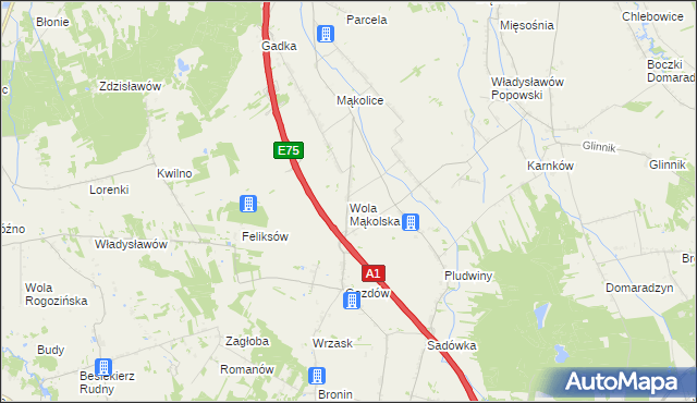 mapa Wola Mąkolska, Wola Mąkolska na mapie Targeo