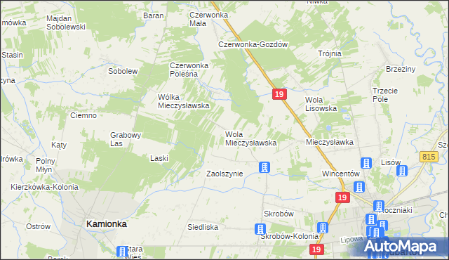 mapa Wola Mieczysławska, Wola Mieczysławska na mapie Targeo