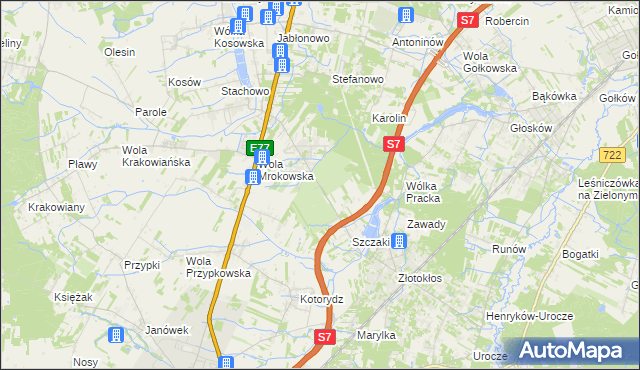 mapa Wola Mrokowska, Wola Mrokowska na mapie Targeo