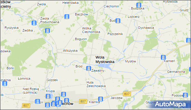 mapa Wola Mysłowska, Wola Mysłowska na mapie Targeo