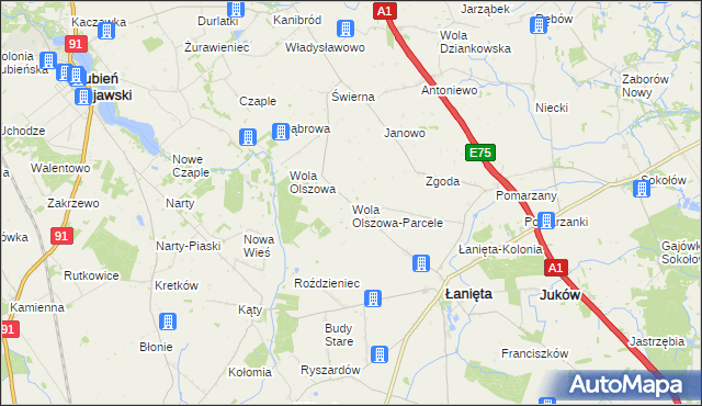 mapa Wola Olszowa-Parcele, Wola Olszowa-Parcele na mapie Targeo