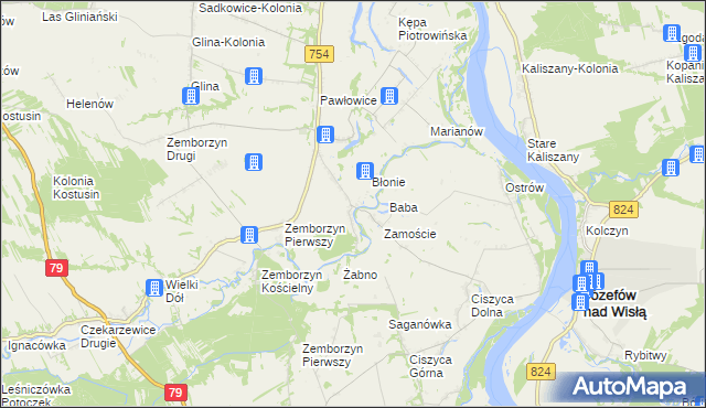 mapa Wola Pawłowska gmina Solec nad Wisłą, Wola Pawłowska gmina Solec nad Wisłą na mapie Targeo