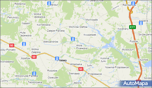 mapa Wola Pniewska, Wola Pniewska na mapie Targeo