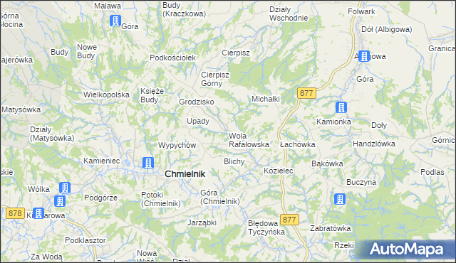 mapa Wola Rafałowska gmina Chmielnik, Wola Rafałowska gmina Chmielnik na mapie Targeo