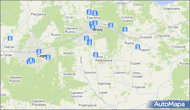 mapa Wola Rafałowska gmina Mrozy, Wola Rafałowska gmina Mrozy na mapie Targeo
