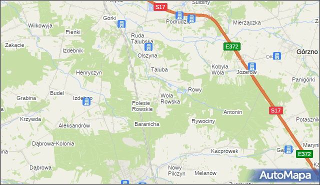 mapa Wola Rowska, Wola Rowska na mapie Targeo