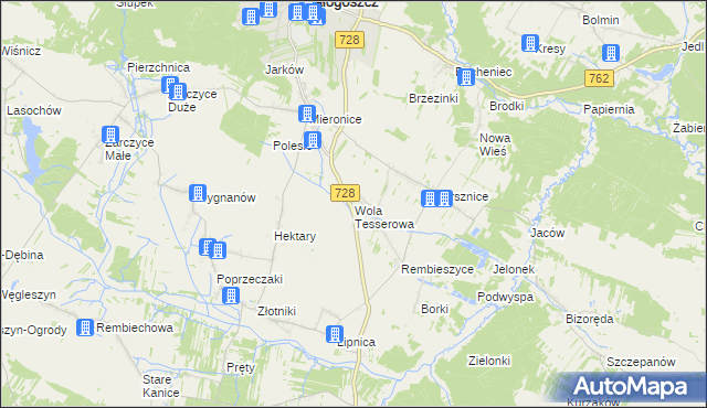 mapa Wola Tesserowa, Wola Tesserowa na mapie Targeo