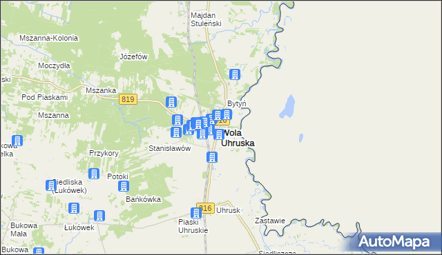 mapa Wola Uhruska, Wola Uhruska na mapie Targeo