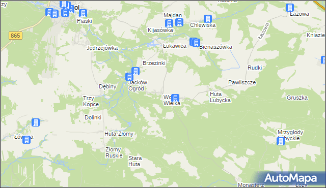 mapa Wola Wielka gmina Narol, Wola Wielka gmina Narol na mapie Targeo