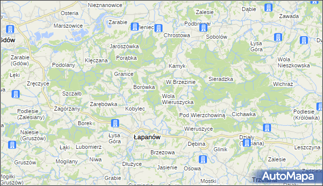 mapa Wola Wieruszycka, Wola Wieruszycka na mapie Targeo