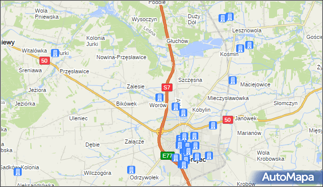 mapa Wola Worowska, Wola Worowska na mapie Targeo