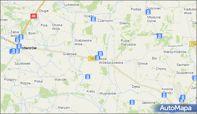mapa Wola Wrzeszczowska, Wola Wrzeszczowska na mapie Targeo