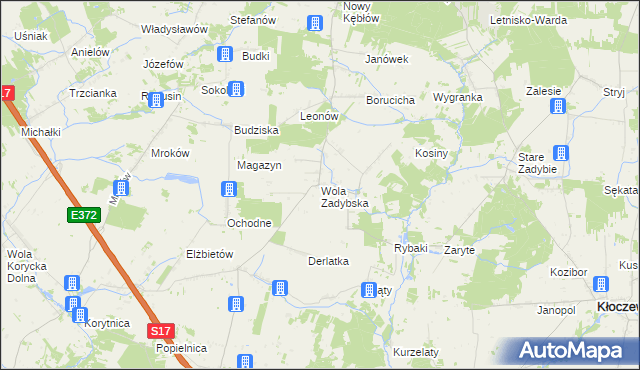 mapa Wola Zadybska, Wola Zadybska na mapie Targeo