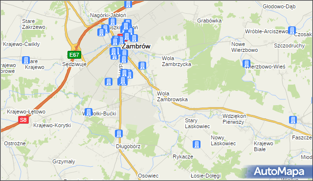 mapa Wola Zambrowska, Wola Zambrowska na mapie Targeo