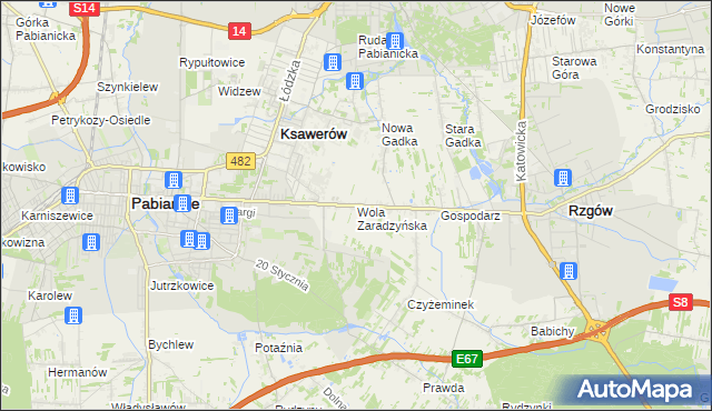mapa Wola Zaradzyńska, Wola Zaradzyńska na mapie Targeo