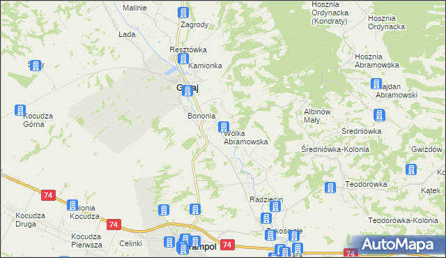 mapa Wólka Abramowska, Wólka Abramowska na mapie Targeo