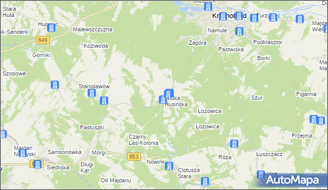 mapa Wólka Husińska, Wólka Husińska na mapie Targeo