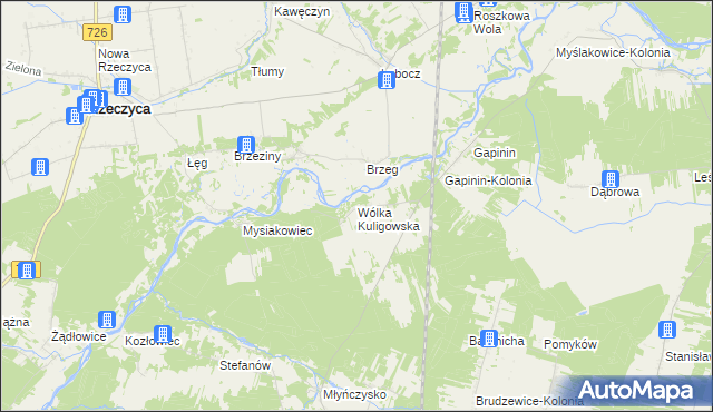 mapa Wólka Kuligowska, Wólka Kuligowska na mapie Targeo