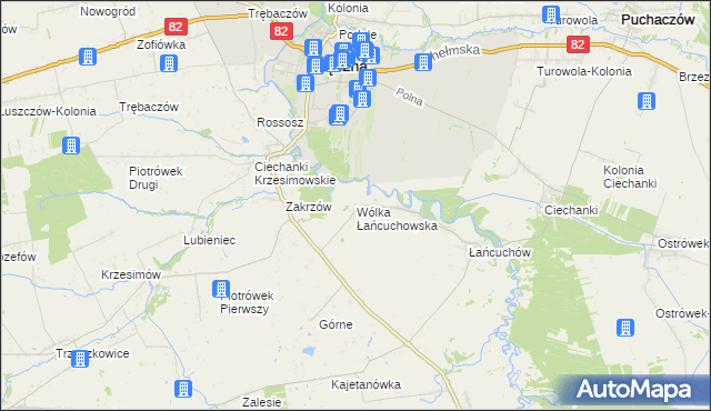 mapa Wólka Łańcuchowska, Wólka Łańcuchowska na mapie Targeo