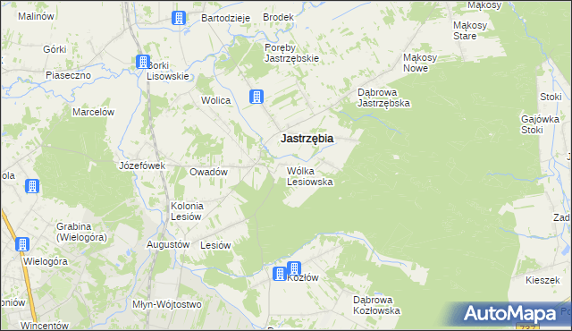 mapa Wólka Lesiowska, Wólka Lesiowska na mapie Targeo