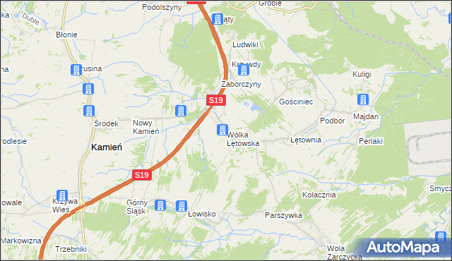 mapa Wólka Łętowska, Wólka Łętowska na mapie Targeo