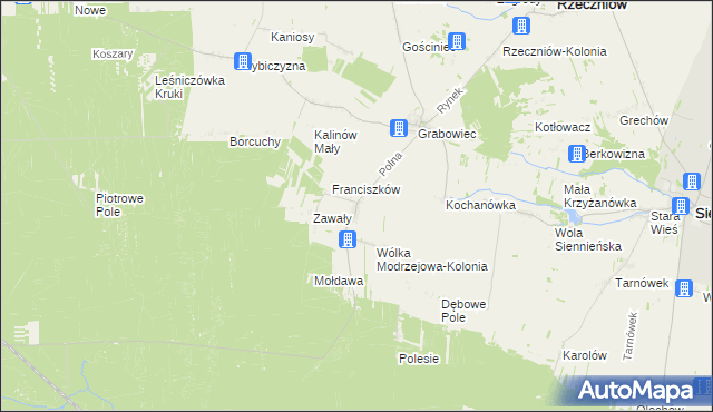 mapa Wólka Modrzejowa, Wólka Modrzejowa na mapie Targeo